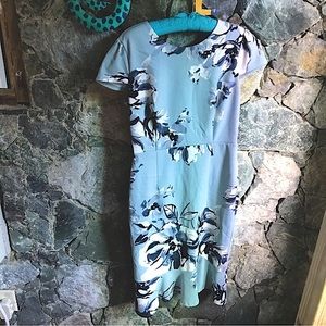 EnFocus Studio Women's Blue Polyester Short Sleeve Knee Length Dress 6